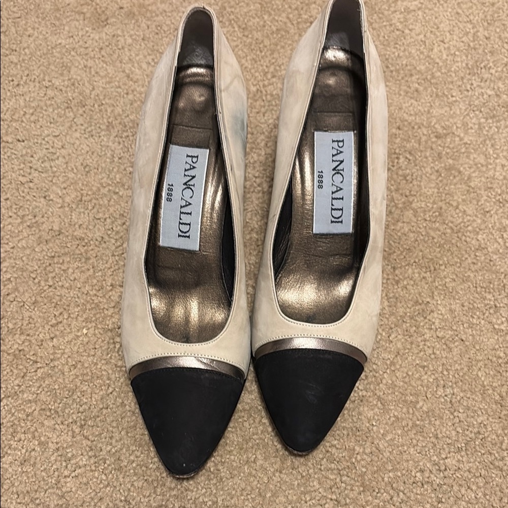 Women's Black and Cream Heels